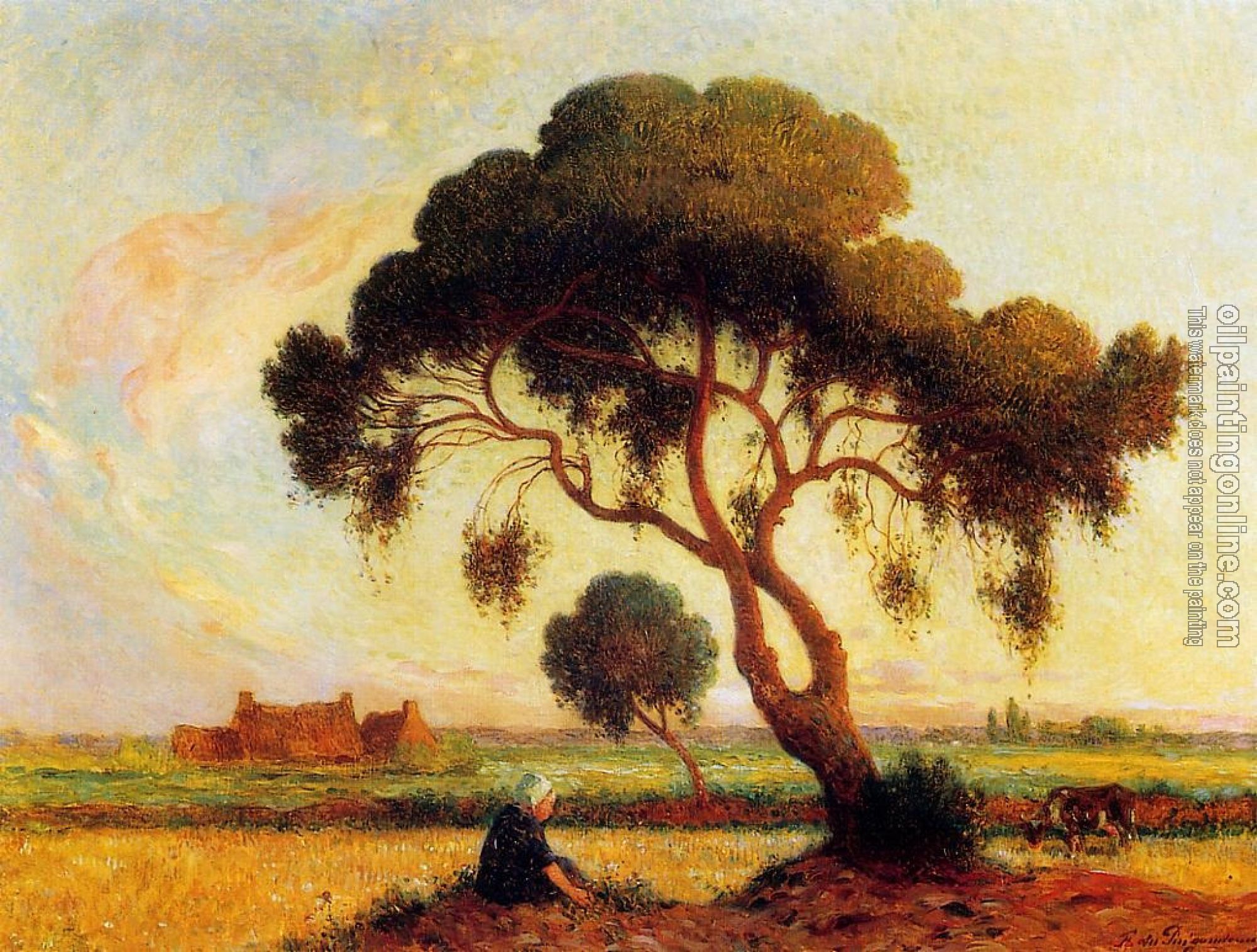 Ferdinand Loyen Du Puigaudeau - Breton Woman Seated under a Large Tree